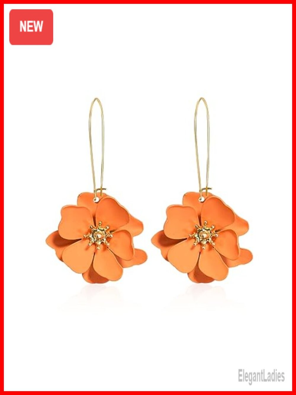 Bohemian Daisy Flower Matte Floral Long Petal Drop Dangle Earrings Layered